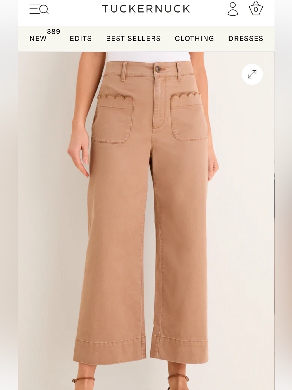 Tuckernuck Scalloped Pocket Wide-Leg Pants in Camel